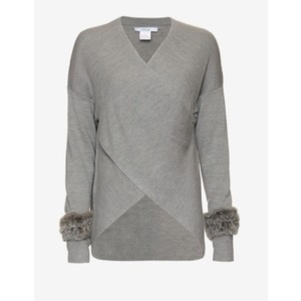 Derek Lam 10 Crosby wool fur sweater intermix